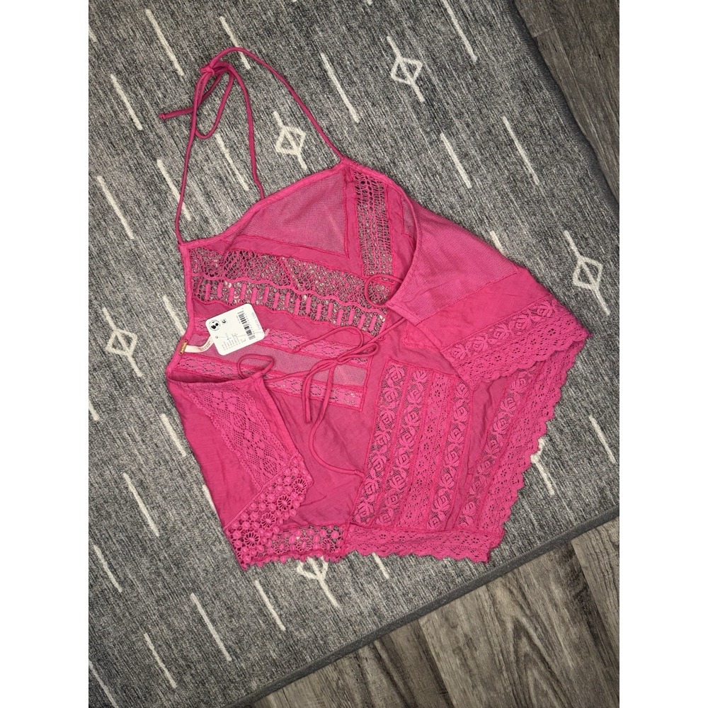Free People Eleanora Halter Top W Lace Large Nwt $198 - Picture 2 of 2